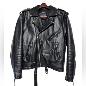 Leather Gallery Black Motorcycle Jacket Coat Men Size L Asymmetric Biker Edgy